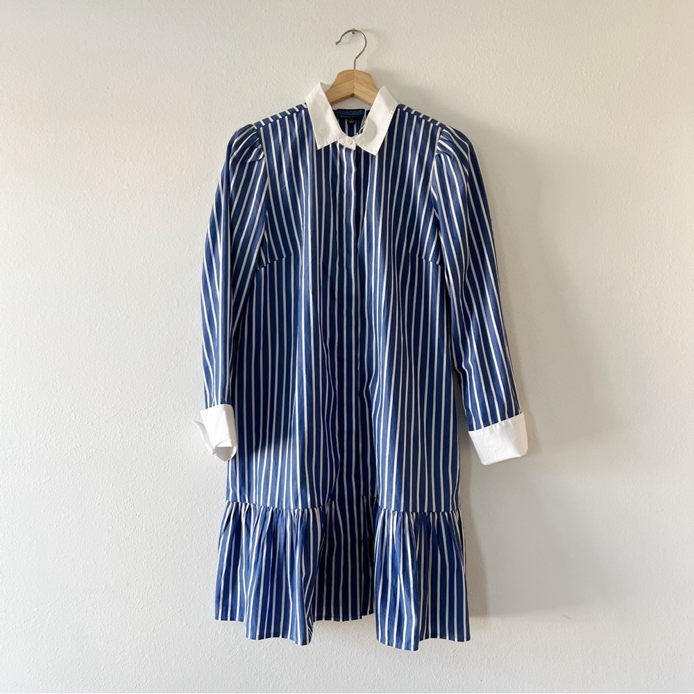 J. CREW | Tiered Striped Shirt Dress in Cotton Poplin | 4 - Picture 2 of 4